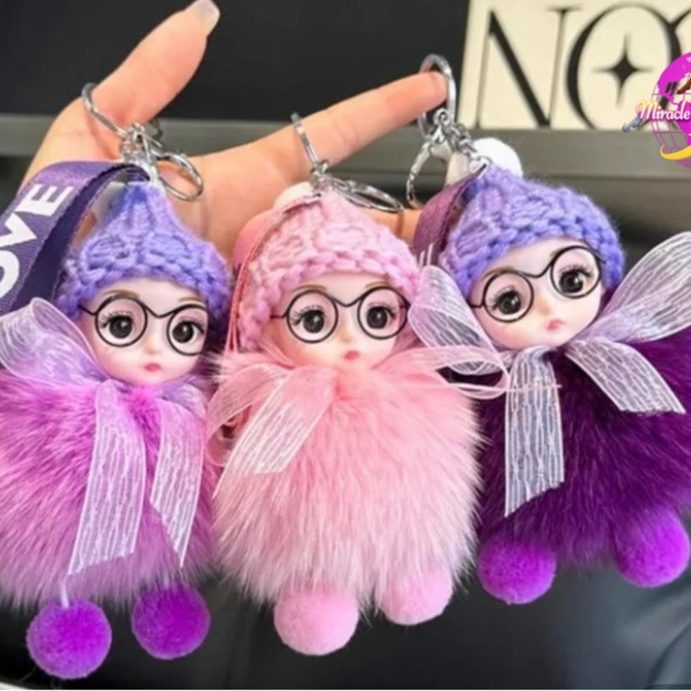 Cute Plush Doll Keychain - Pink and Purple, Brown, Gary. ( 1 )